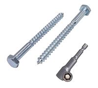 Marcopol Paquete de 30 piezas DIN 571 Tornillos hexagonales de acero chapado en zinc para madera M8 x 70 mm, tornillos de autobús