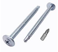 Marcopol Paquete de 30 tornillos de acero chapado en zinc de 4,2 x 60 mm, cabeza de armadura modificada Phillips, tornillo de chapa autoperforante, autorroscante (30, 4,2 x 60 mm), Silver