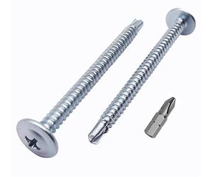 Marcopol Paquete de 30 tornillos de acero chapado en zinc de 4,2 x 60 mm, cabeza de armadura modificada Phillips, tornillo de chapa autoperforante, autorroscante (30, 4,2 x 60 mm), Silver