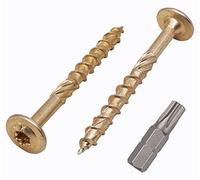 Marcopol Paquete de 40 tornillos de acero galvanizado de 6 x 50 mm, cabeza Torx, cabeza de oblea, tornillos de madera, parcialmente roscados (40, 6 x 50 mm)