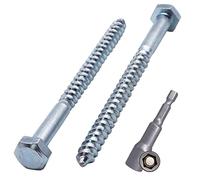 Marcopol Paquete de 50 piezas DIN 571 Tornillos hexagonales de acero chapado en zinc para madera M6 x 70 mm, tornillos de autobús, tornillo hexagonal,