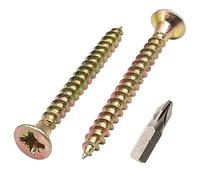 Marcopol Paquete de 800 piezas de acero chapado en zinc amarillo 3,5 x 35 mm Tornillos para madera, tornillos de aglomerado, tornillo universal Pozi-Drive, cabeza avellanada (800, 3,5 x 35 mm)