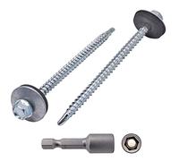 Marcopol Tornillos autorroscantes de acero galvanizado, DIN 7504-K, 4,8 x 80 mm, con arandelas EPDM, cabeza de arandela hexagonal, tornillo autorroscante, paquete de 80 unidades