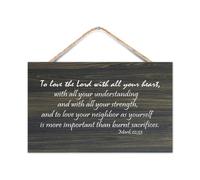 Marcos 12:33 to Love The Lord with All Your Heart Understanding Strength And to Love Your Neighbor A Letrero de madera para pared de 10.0 x 16.0
