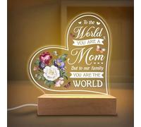 Marcos de escritorio acrílicos para regalo para madre, con texto en inglés «To Our Family You are The World», placa acrílica, regalo para mamá de parte de hijo, hija en el día de la madre, cumpleaños