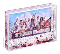 Marcos de fotos con purpurina para amigos, marco líquido, soporte para fotos de 4 x 6 pulgadas (10 x 15 cm) (6 x 4 pulgadas, estrella roja)