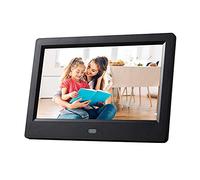 Marcos de Fotos Digitales Reproductor de Publicidad de 7 Pulgadas Reproducir Video Música Imágenes Blanco Negro Compatible con Disco U Tarjeta de Memoria SD (Negro)