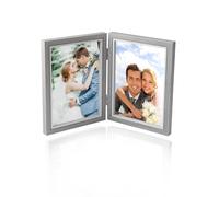 Marcos de Fotos Doble 10x15cm, Marco Fotos Doblar de Madera, Capacidad Para 2 Fotos(6 in), para Retrato Varias Fotos Marco,Decoración Hogareña,Día de la Madre Regalo,Boda (gris)
