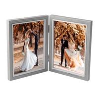 Marcos de Fotos Doble Madera, 13x18cm Marco Fotos Doblar, Plegable Marcos, Marco Fotos Doble, Marcos de Fotos Multiples Plegable 2 Fotos, para Boda, Decoración Hogareña