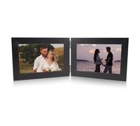 Marcos De Fotos Doble Madera, Marco De Fotos Doble Plegables, para Decoración Hogareña, Día de la Madre Regalo, Boda, Famille, Amis, Décoration Intérieure (Color Negro, Formato Apaisado, 2x10x15cm)
