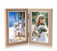 Marcos de Fotos Doble Madera, Marco Fotos Doblar, Plegable Marcos, Marco Fotos Doble, Capacidad Para 2 Fotos 10 x 15cm, para Retrato Varias Fotos Marco,Decoración Hogareña,Día de la Madre Regalo,Boda