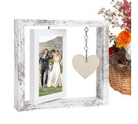 Marcos de fotos giratorios y flotantes - 4x6 pulgadas, marco de fotos giratorio, expositor de mesa giratorio de doble cara de 360 ° | Marcos de fotos familiares de mesa de licencias de 2 lados,