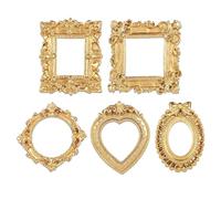 Marcos de Fotos Mini Dorados | 5 Piezas Decoración de Mesa Retro - Marco De Fotos Para Pared | Para Hogar Oficina Residencia Estudiantil Dormitorio Sala De Estar Estudio Guardería Apartamento Escritor