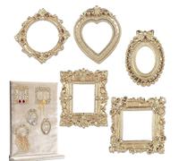 Marcos de Fotos Mini Dorados,5 Piezas Decoración Vintage para Escritorio,Marco de Fotos Pequeño para Pared | Para Hogar Oficina Residencia Estudiantil Dormitorio Sala De Estar Estudio Guardería Aparta