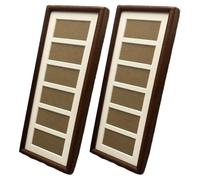 Marcos de fotos para collage, marco de fotos panorámico con 6 aberturas de 5x12 pulgadas con tapete, pantalla de de madera Horizontal o Vertical, 2 uds.