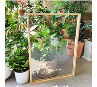 Marcos de fotos para póster, marco de fotos con textura de madera, marco de fotos de doble cara con lente acrílica transparente para decoración de muestras de plantas, decoración del hogar (color