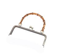 Marcos metálicos con cierre de beso, Marco de cierre de bolso de metal con asa de bambú en oscuro y claro, 20 cm y 25 cm(20cm Dark)