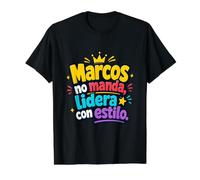 Marcos no Manda, lidera con Estilo Camiseta gráfica económica, Hombre, Negro, L