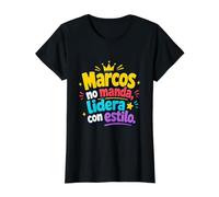 Marcos no Manda, lidera con Estilo Camiseta gráfica económica, Mujer, Negro, XL