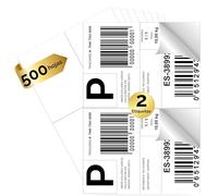 MARCPRINT 210 x 297 mm Papel Pegatina para Imprimir A4 Hojas - Papel Adhesivo para Imprimir Etiqueta por Hoja (500 hojas, 2 etiquetas/hoja)