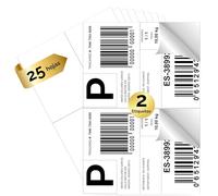 MARCPRINT 210 x 297 mm Papel Pegatina para Imprimir A4 Hojas - Papel Adhesivo para Imprimir Etiqueta por Hoja - Papel de Pegatina para Imprimir - Papel Adhesivo A4 (25 Hojas, 2 etiquetaS/hoja)