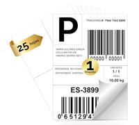 MARCPRINT 210 x 297 mm Papel Pegatina para Imprimir A4 Hojas - Papel Adhesivo para Imprimir Etiqueta por Hoja (25 Hojas, 1 etiqueta/hoja)