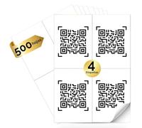 MARCPRINT 210 x 297 mm Papel Pegatina para Imprimir A4 Hojas - Papel Adhesivo para Imprimir Etiqueta por Hoja (500 hojas, 4 etiquetas/hoja)