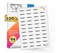 MARCPRINT 48,3 x 25,4 mm Papel Pegatina para Imprimir A4 Hojas - Papel Adhesivo para Imprimir Etiqueta por Hoja (100 hojas, 44 etiquetas/hoja)