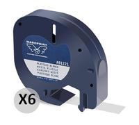 MARCPRINT- Cintas de Etiquetas Adhesivas - Compatible con Dymo etiquetadora - Dymo Recambio LetraTag - 200B LT-100H LT-110T - 12mm x 4m - Cinta para Dymo Resistente a Cualquier Superficie (6 unidades)