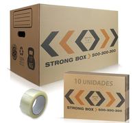 MARCPRINT Pack 10 Cajas Mudanza + PRECINTO - Cajas Carton Mudanza (50x30x30cm) Reforzadas y Resistentes - Cajas de Carton Certificación FSC - Cajas de Carton Mudanza 100% Reutilizables