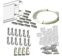 MARCS ARIAS SL Pack Basic FAST de 6 Metros Guías de Aluminio Blanco Mate con 12 colgadores Nylon para Colgar Cuadros… (Aluminio Blanco)
