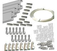 MARCS ARIAS SL Pack FAST Basic de 12 Metros Rieles de Aluminio (Blanco o Plata) y 12 colgadores Nylon para Colgar Cuadros… (Aluminio Plata Mate)