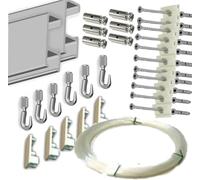 MARCS ARIAS SL Pack FAST Basic de 6 Metros Rieles de Aluminio Plata Mate y 6 colgadores Nylon para Colgar Cuadros… (Alumino Plata Mate)