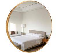 Marctani Espejo Redondo con Marco de Metal - Espejos Decorativos de Pared Elegante y Moderno - Espejo Entrada Recibidor - Ideal para Decoracion de Baño, Salon y Entraditas Recibidores (Dorado, 100 cm)
