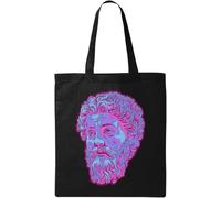 Marcus Aurelius Vaporwave - Bolsa de algodón ecológico natural, diseño de estatua estética, color negro, Black, Talla única