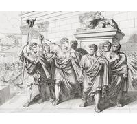 Marcus Junius Brutus y otros conspiradores después de asesinar a Julio César el 15 de marzo del 44 a. C. Después de una obra de 1800 por Bartolomeo Pinelli. Impresión de póster de Ken Welsh (16 x 12)