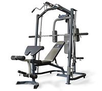 Marcy MP3100 Smith machine, rack sentadillas con peso guiado y con polea alta & baja, banco de musculación completo e independiente