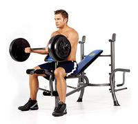 Marcy MWB-36750b, banco de musculación multifuncional completo, con juego de barra de 35 kg