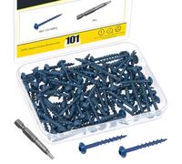 Mardatt 100 tornillos de agujero de bolsillo, #8 x 1-1/4 pulgadas, tornillos de madera exterior con revestimiento azul antioxidante, cabeza de arandela de rosca gruesa, broca de 50 mm incluida