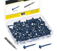 Mardatt 100 tornillos de agujero de bolsillo, #8 x 1, tornillos de madera exterior con revestimiento azul antioxidante, cabeza de arandela de rosca gruesa, broca de 50 mm incluida