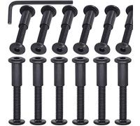 Mardatt 12Sets M6x40mm Black Hex Socket Cap Bolts and Barrel Nuts, Crib Bolts Flat Head Binding Bolt Screw Post for Belt Buckle Leather Furniture