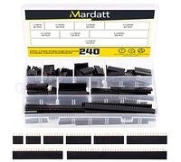 Mardatt 240 piezas 2.54mm hembra paso recto sola fila Pin encabezados zócalos kit surtido 4/6/8/10/12/16/20/40 pines conector vivienda placa PCB conector conjunto