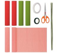 Mardatt 39 kits de flores de papel crepé, 6 rollos de hojas de papel crepé de 10 x 98 pulgadas con 30 tallos de alambre floral, cinta de doble cara, cinta floral, tijeras para cumpleaños, boda, fiesta