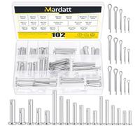 Mardatt 51 unidades de 18 tamaños de perno de horquilla de un solo agujero con 51 piezas de surtido de pasadores, M5 M6 M8 M10 M12 galvanizados Single Hole Clevis Pins, cabeza plana Clevis Pins con