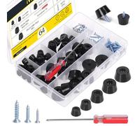 Mardatt 64 patas de goma para tabla de cortar, 5 tamaños, patas de goma antideslizantes con tornillos a juego de acero inoxidable, almohadillas de goma negra para muebles, electrónica y