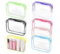 Mardatt 8 bolsas de maquillaje transparentes, bolsa de cosméticos de PVC con cremallera, bolsa de aseo impermeable para mujer, organizador de viaje esencial, multicolor, L, S