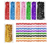 Mardatt 8 rollos de encaje con cuentas de lentejuelas de 5 yardas, 1,5 cm de ancho, trenzado, con lentejuelas, cinta de lentejuelas para manualidades, costura, decoración del hogar, 8 colores