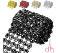 Mardatt Cinta de diamantes de imitación de flores negras de 4 pulgadas x 3 yardas, 6 filas de cinta de malla de diamantes de imitación brillantes para manualidades, bodas, decoraciones de fiestas