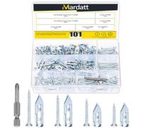 Mardatt Juego de 100 anclajes autoperforantes para paneles de yeso con tornillos, 12 x 30 mm, 12 x 40 mm, anclajes de pared de acero chapado en zinc y tornillo autorroscante, fácil aplicación, sin