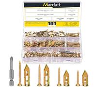 Mardatt Juego de 100 anclajes autoperforantes para paneles de yeso con tornillos, 12 x 30 mm, 12 x 40 mm, anclajes de pared de acero chapado en zinc y tornillo autorroscante, fácil aplicación, sin